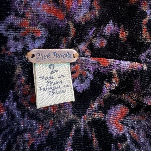 Free People Tripoli Floral Velvet Bolero Jacket Womens Size 2 Cropped Dark Fairy - Picture 5 of 7